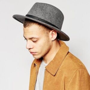 Brixton Messer Fedora Heather Grey Hat Size L